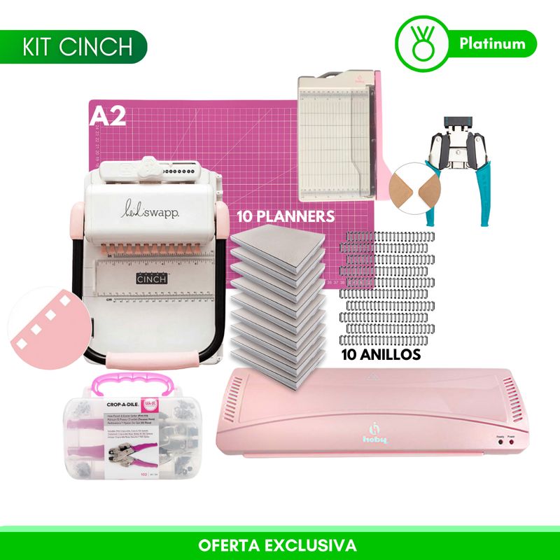 AMERICAN CRAFTS - Cinch ROSADA + laminadora + kit de herramientas SB20