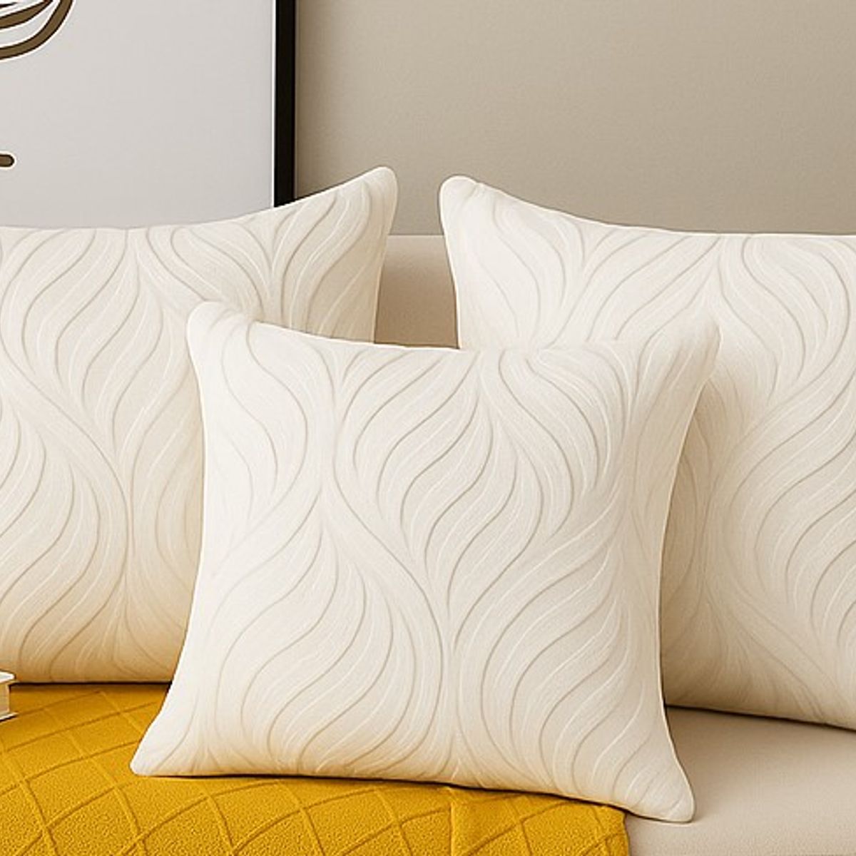 ALTERNATIVE - Pack 3 Funda Cojín Textura Aterciopelada-Blanca 45x45cm- 244