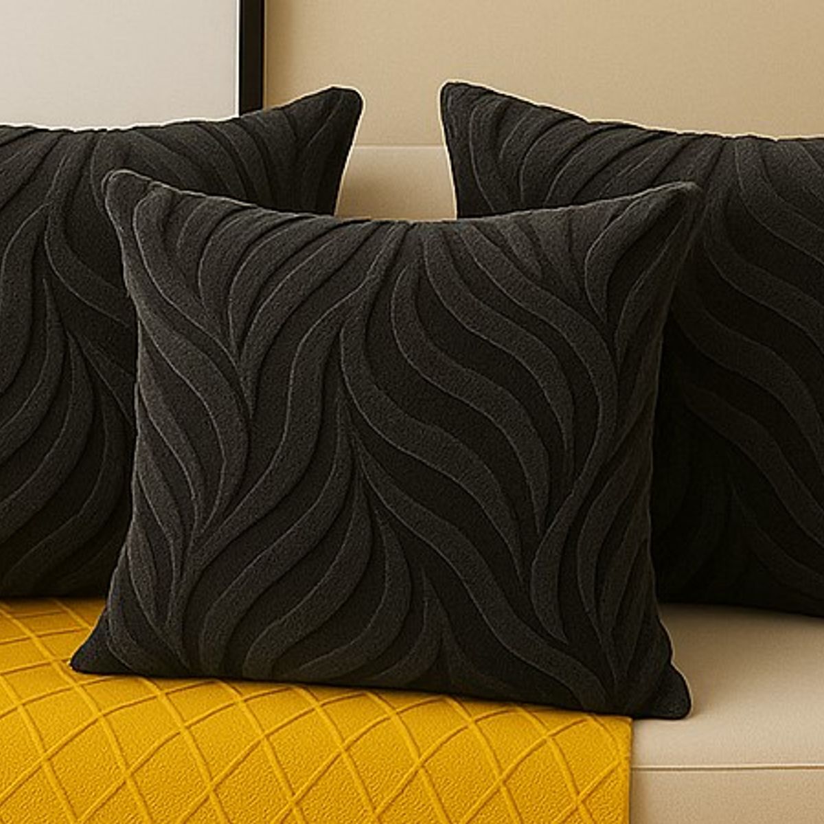 ALTERNATIVE - Pack 3 Fundas Cojin Textura Aterciopelada Relieve Gris 444.