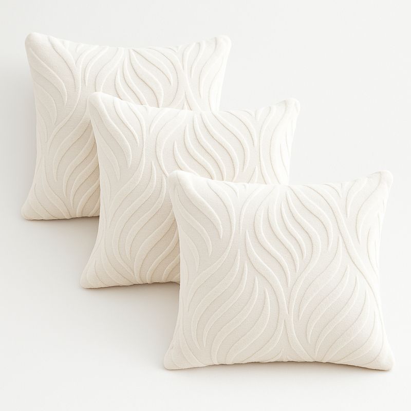 ALTERNATIVE - Pack 3 Funda Cojín Textura Aterciopelada-Blanca 45x45cm- 244