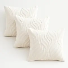 ALTERNATIVE - Pack 3 Funda Cojín Textura Aterciopelada-Blanca 45x45cm- 244
