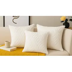 ALTERNATIVE - Pack 3 Funda Cojín Blanca-45x45cm Aterciopelada de Lujo-244