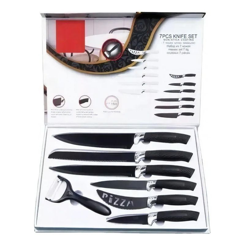 GENERICO - Set Cuchillos De Cocina Acero Inoxidable Antibacterial 7pcs