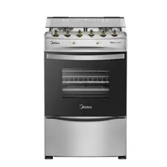 MIDEA - Cocina a Gas Licuado y Natural 4 Quemadores 24 Pulgadas/64 l Grill Silver MCG-4QPI24NS