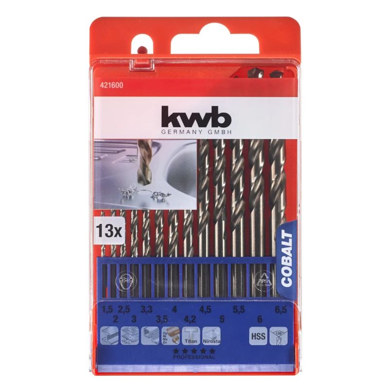 KWB - Set 13 Brocas Cobalto Acero Inoxidable Kwb