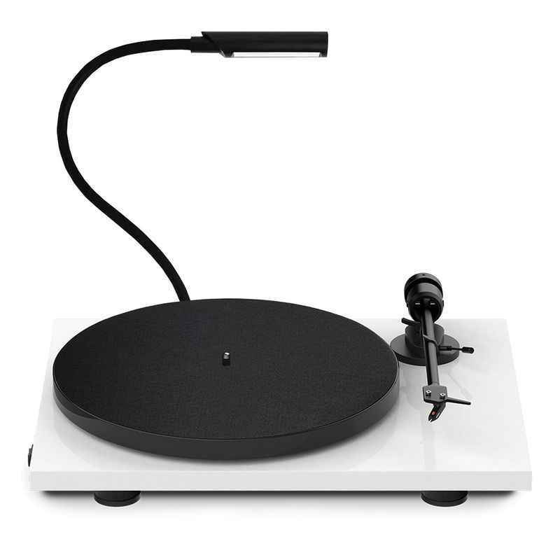 PRO JECT AUDIO - Tornamesa  E1 - Tornamesa Color Blanco Gloss +  UberLight Flex 3200 TL   Reliable Clamp negro