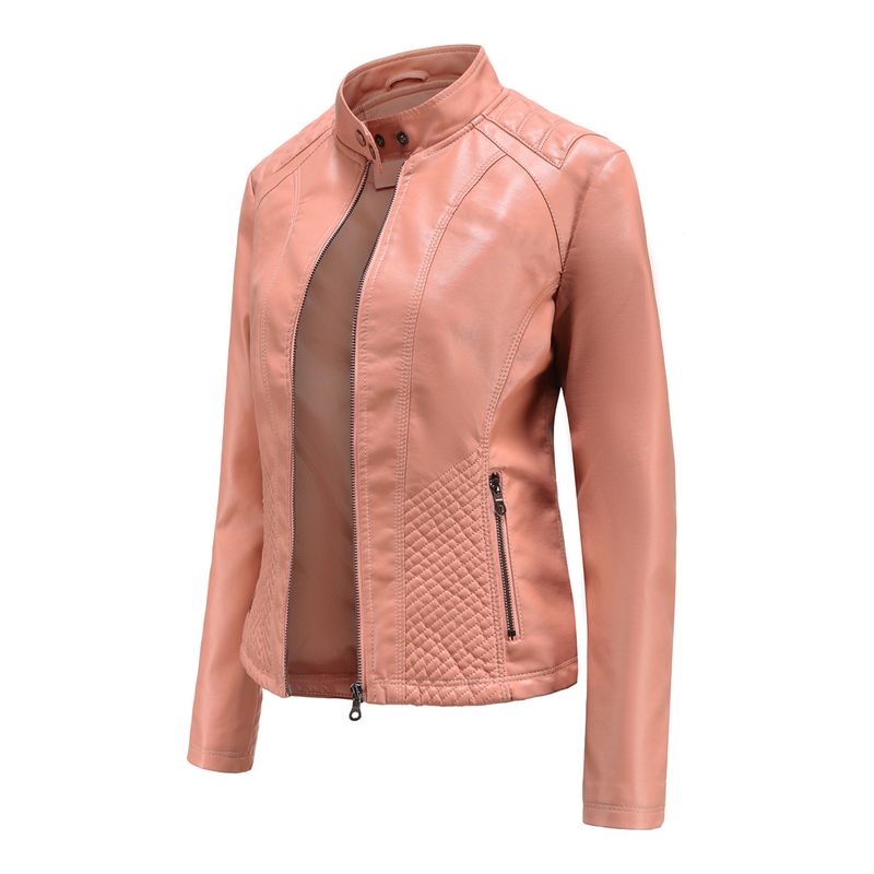 RURUTOTO - Chaqueta PU Biker Casual Mujer Negro.
