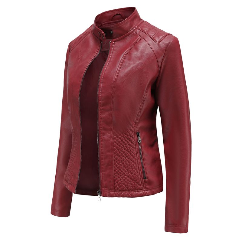 RURUTOTO - Chaqueta PU Biker Casual Mujer Negro.