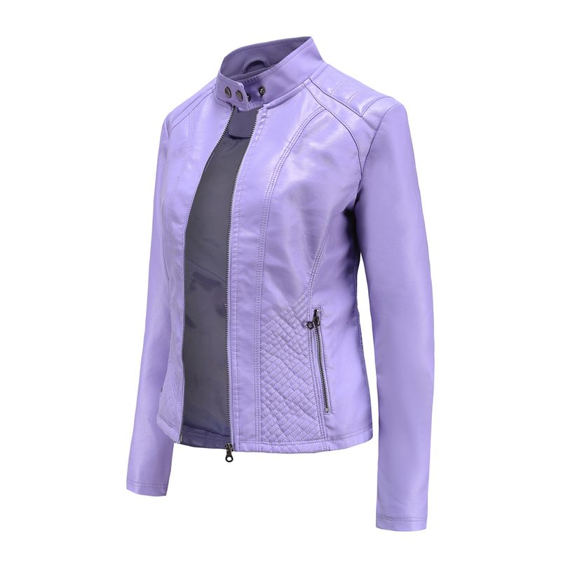 RURUTOTO - Chaqueta PU Biker Casual Mujer Negro.