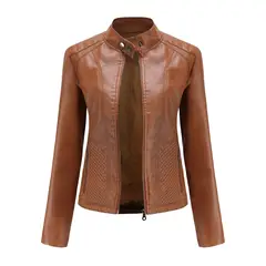 RURUTOTO - Chaqueta PU Biker Casual Mujer Negro.