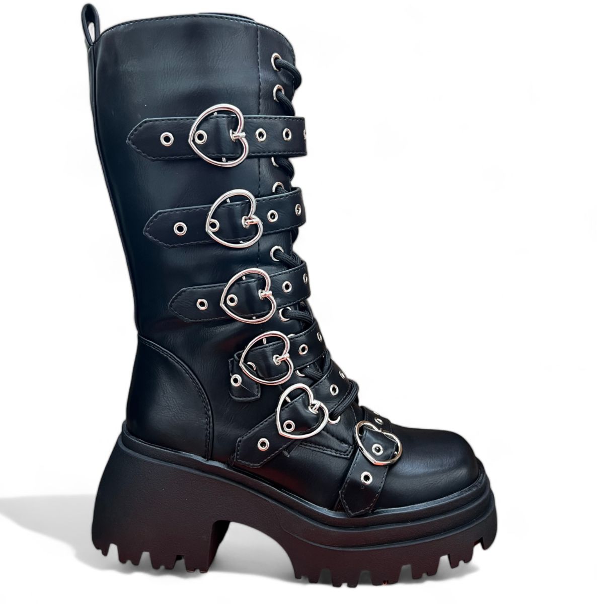 BOTELI - Botas Negras Biker Corazon Mujer