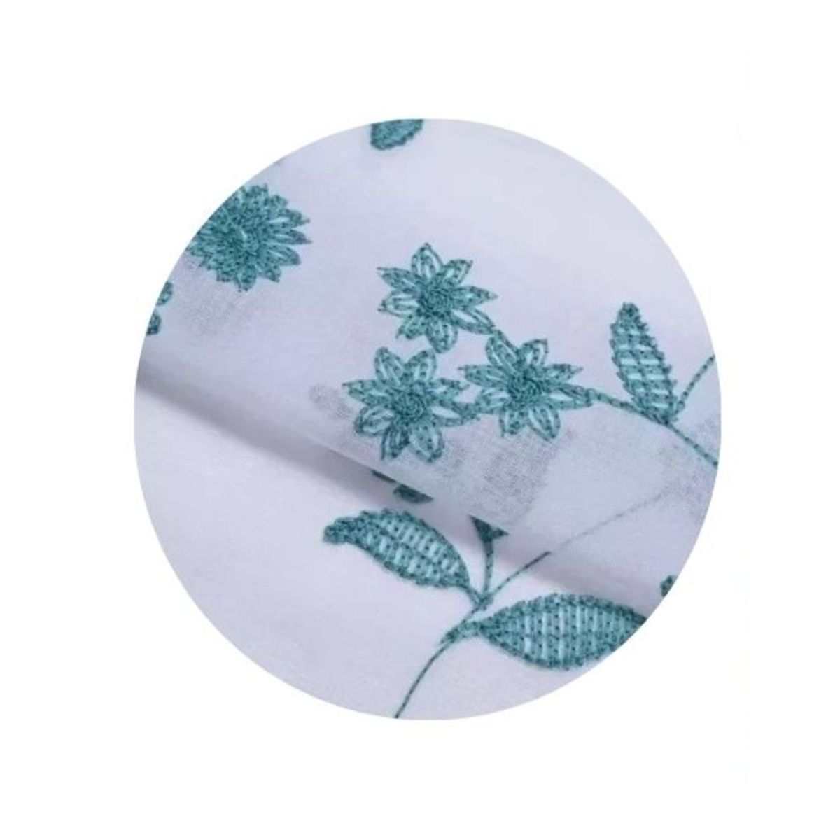 GENERICO - Cortina Velo Visillo Bordado 140 x 240 cm 2 Paños - Jazmín Turquesa