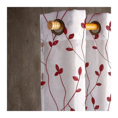 Imagen 2 del producto Cortina Velo Visillo Bordado 140 x 230 cm 2 Paños - Burdeo Hojas M1013