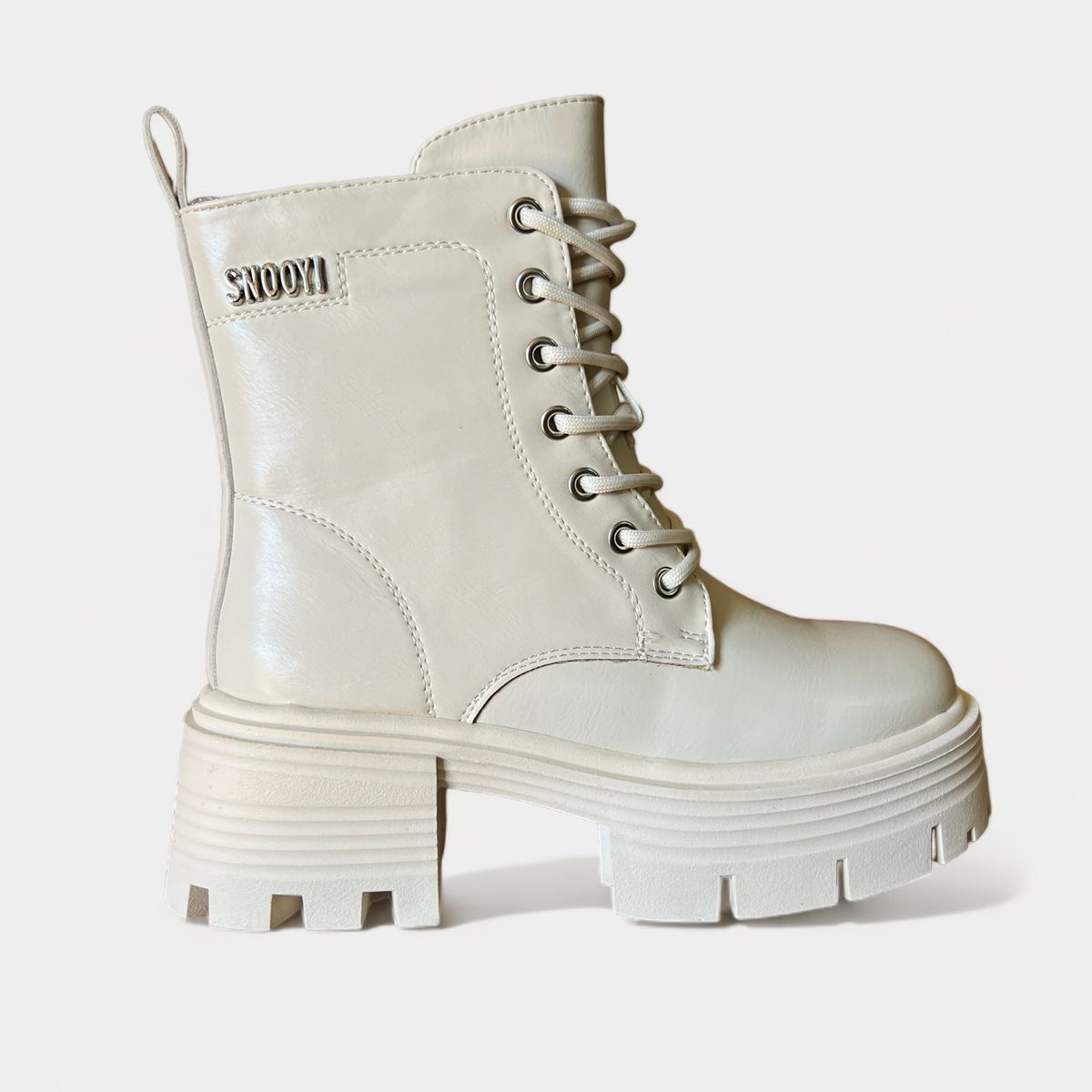 BOTELI - Botín Beige Snooyi Combat para Mujer