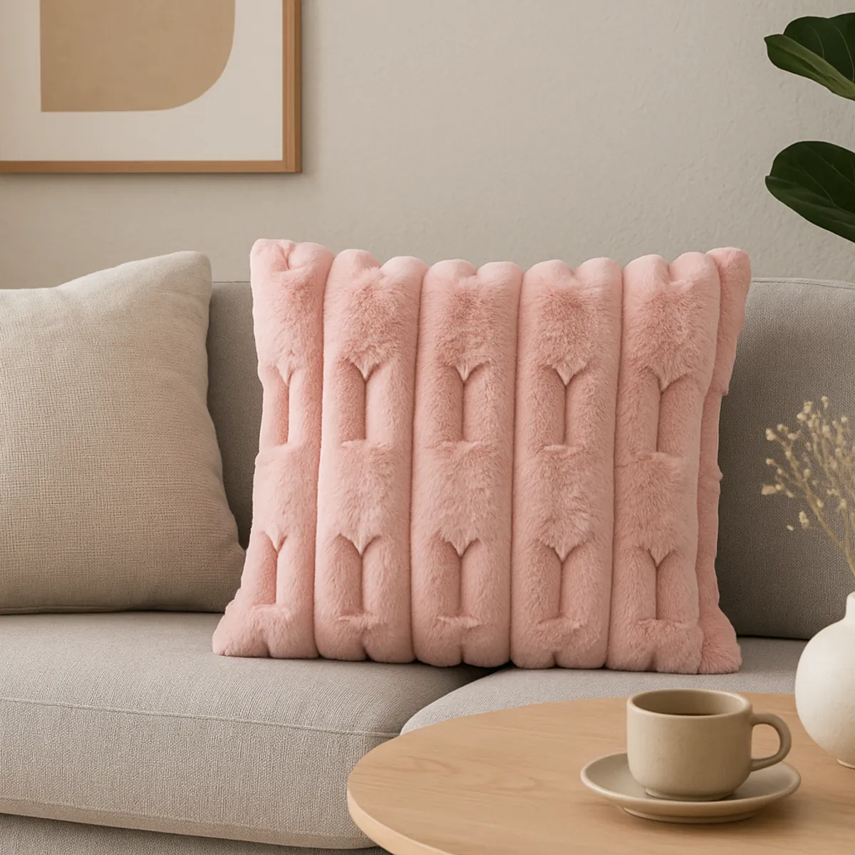 ALTERNATIVE - Funda De Cojin 45x45 Cm Rosa Con Textura Acolchada 448