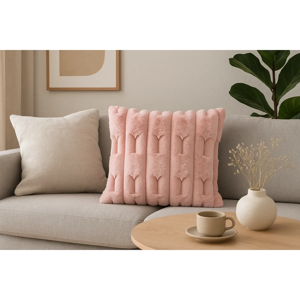 ALTERNATIVE - Funda Cojín Relieve - Rosa Aterciopelada 45x45 cm - 448