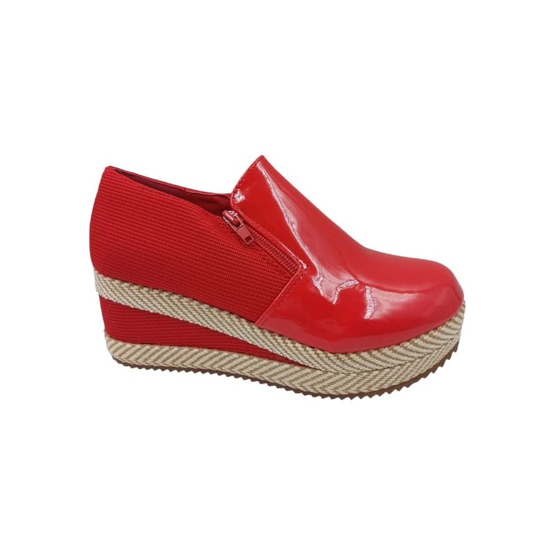 HERIEL - Zapato Panchita Roja Charol Plataforma