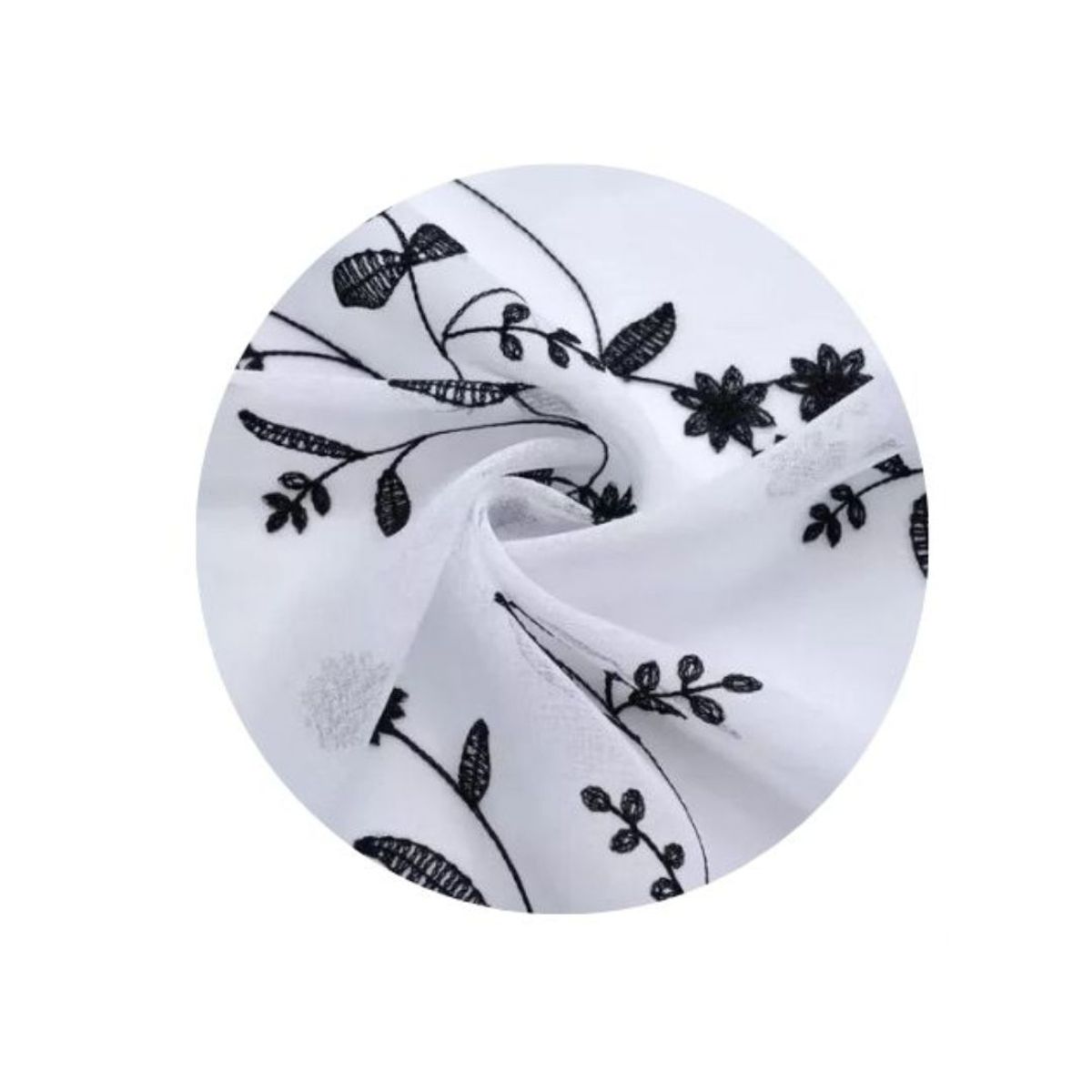 GENERICO - Cortina Velo Visillo Bordado 140 x 240 cm 2 Paños - Jazmín Negro