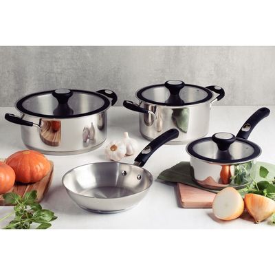 Imagen 2 del producto Sartén Solar Silicone raso de acero inoxidable fondo triple con mango de silicona, de 24 cm y 2,1 L