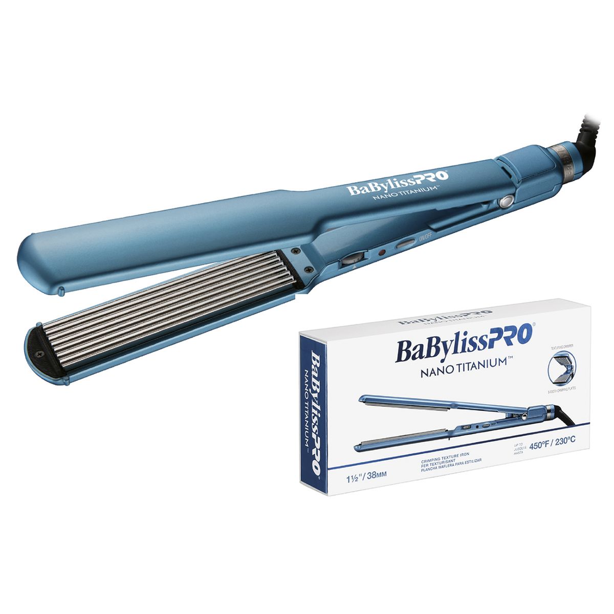 BABYLISS PRO - Plancha Waflera Nano Titanium BabylissPro 38mm 8-Tooth