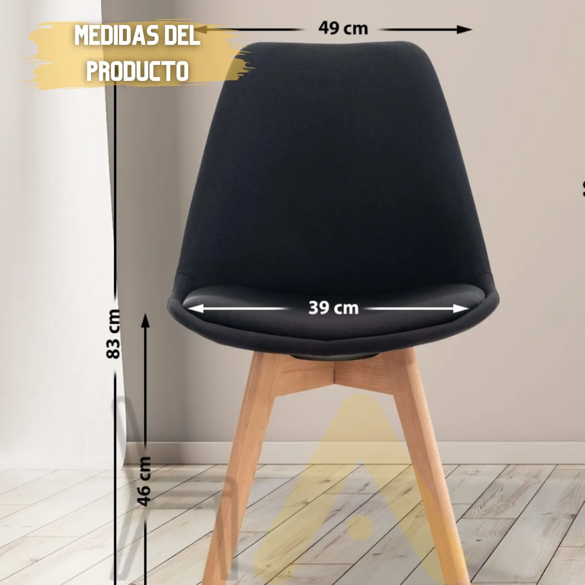 HABITA2 CHILE - Silla Comedor Acolchada Tulip Lino Negro