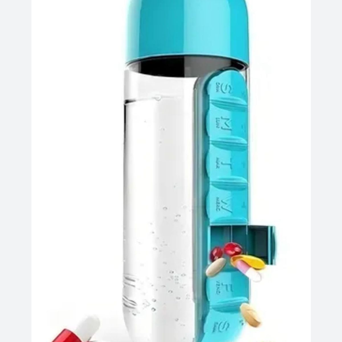 GENERICO - BOTELLA DE DE AGUA ORGANIZADOR PASTILLERO 600ML