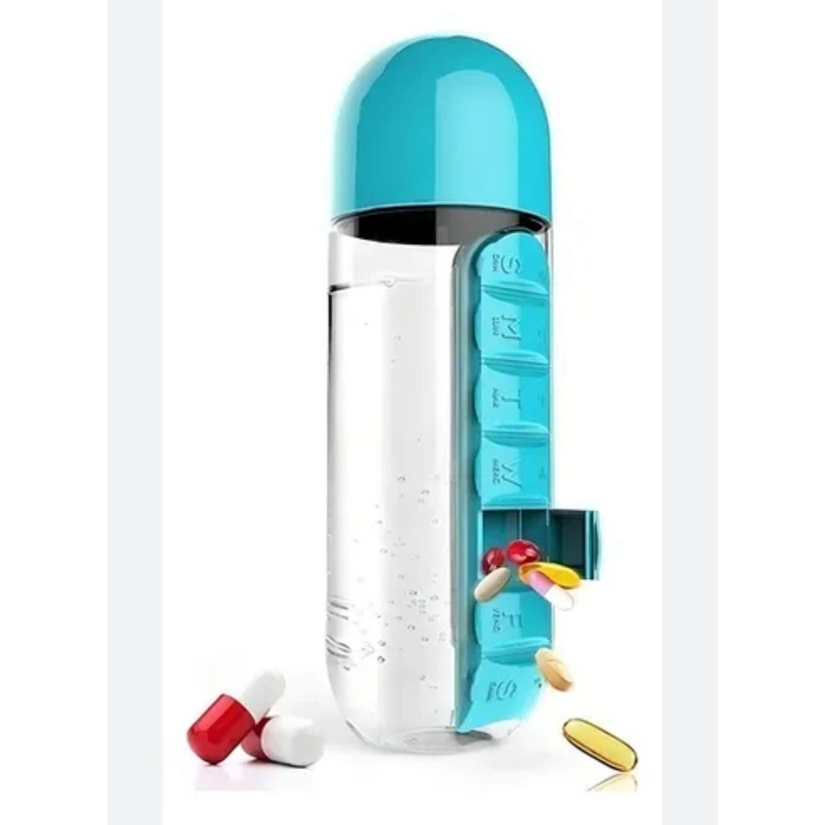 GENERICO - BOTELLA DE DE AGUA ORGANIZADOR PASTILLERO 600ML