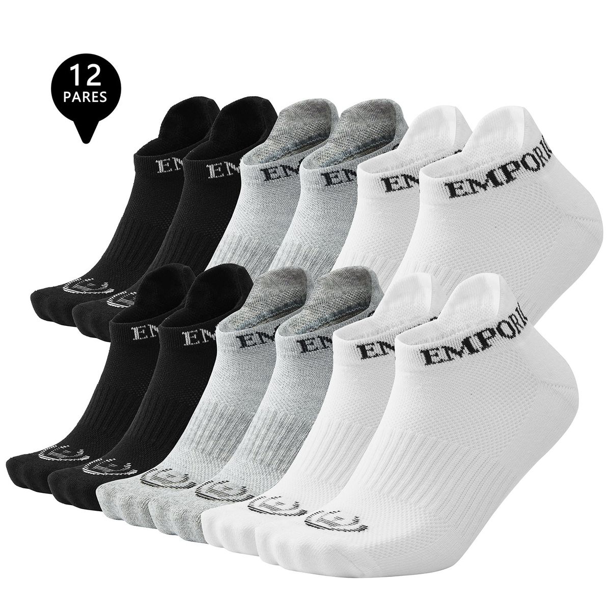 GIOVACCHINO - Pack de 12 Calcetines Tobilleros Deportivos Algodón Unisex