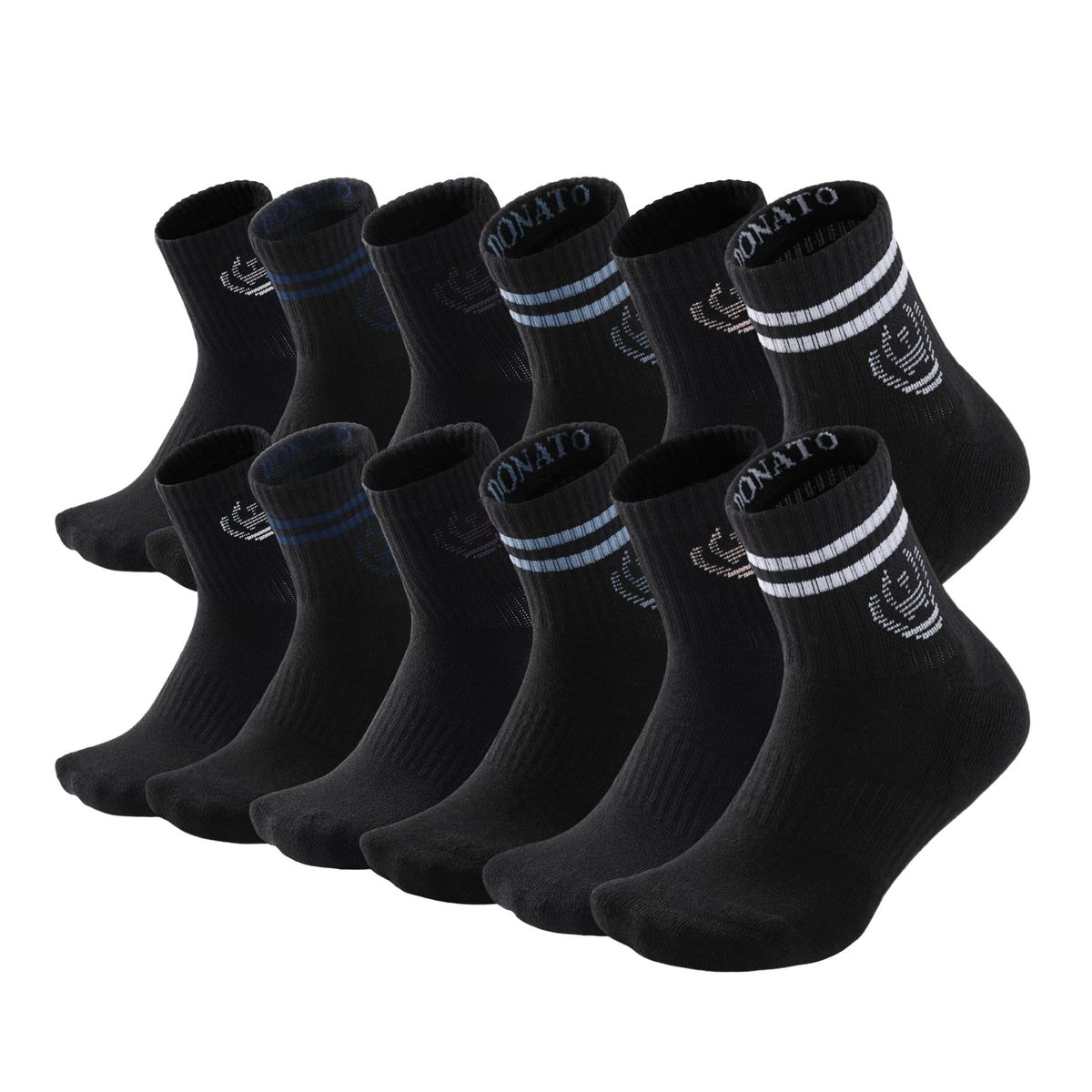 GIOVACCHINO - Pack de 12 Calcetines Cortos Deportivos Algodón Acolchonado Mujer
