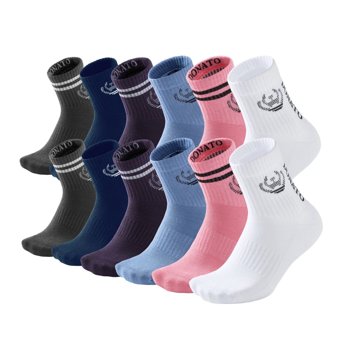 GIOVACCHINO - Pack de 12 Calcetines Cortos Deportivos Algodón Acolchonado Mujer
