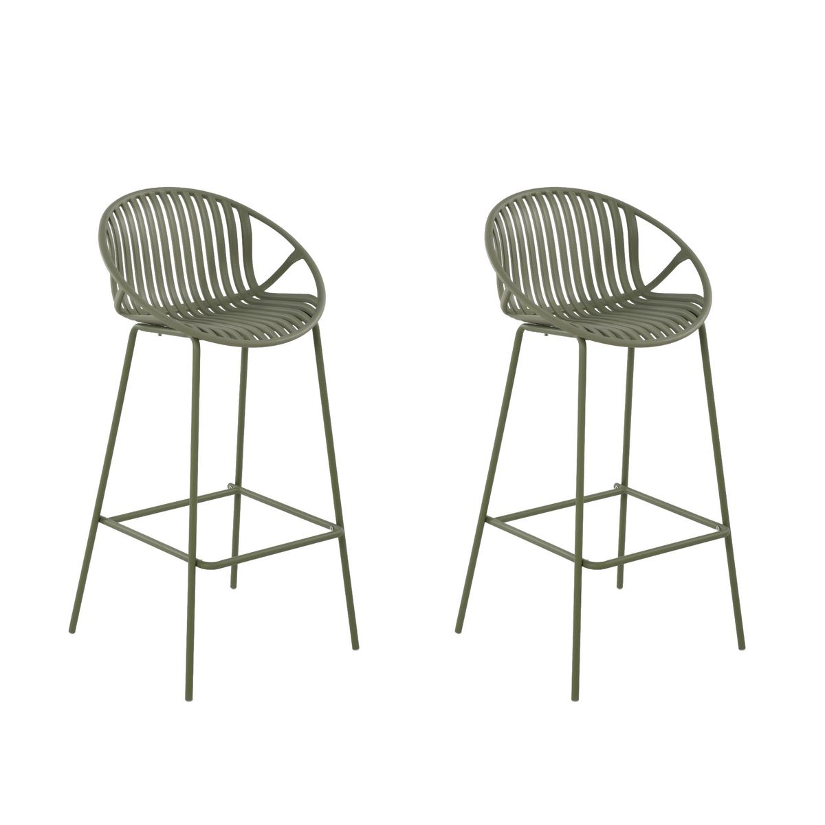 PLOS - Silla Piso Bar Taburete Terraza Pack X2 Plos Palermo Verde 75cm