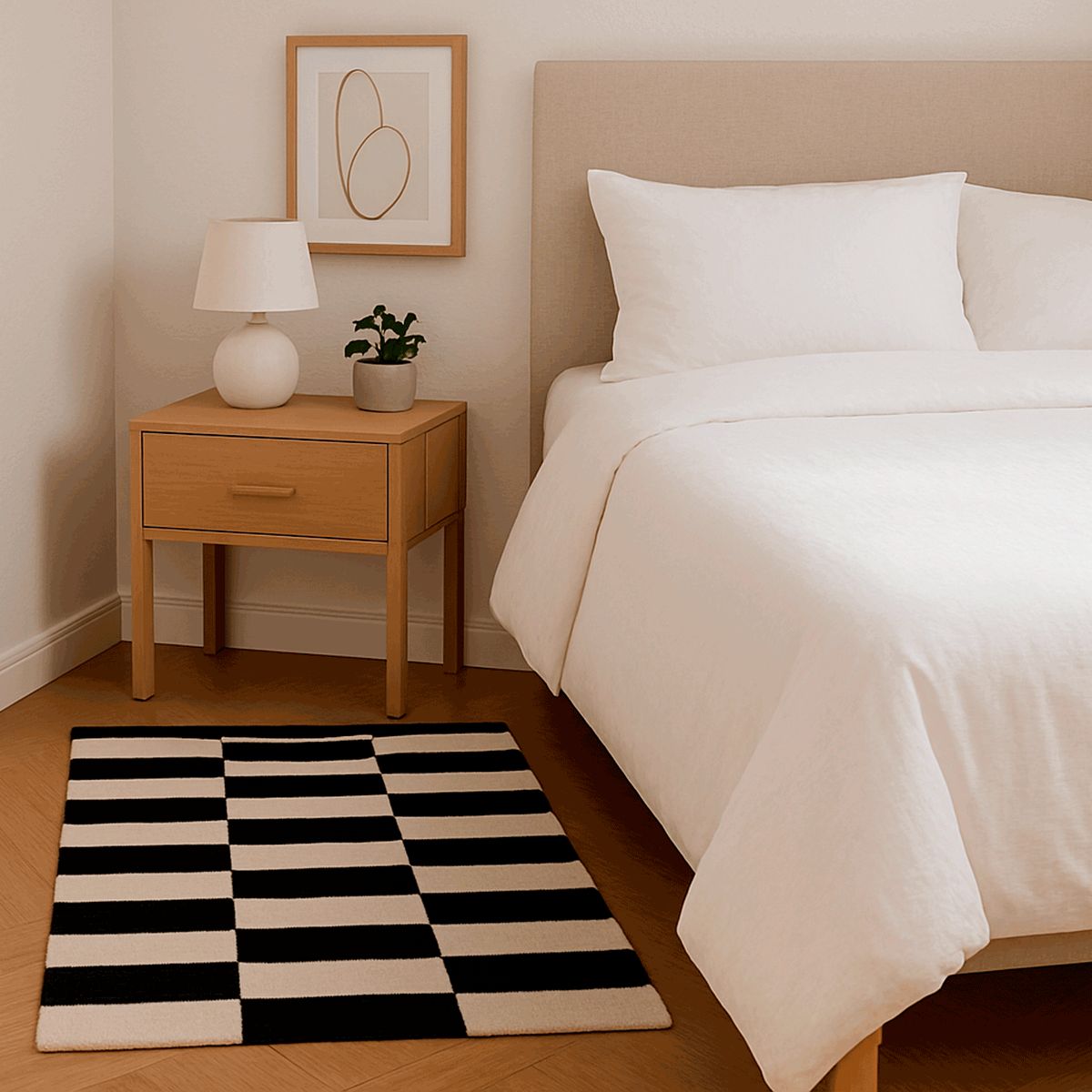 BAZHARS - BAJADA CAMA BAZHARS DE LANA 080X120 CM KILIM GALLE OP ART BN