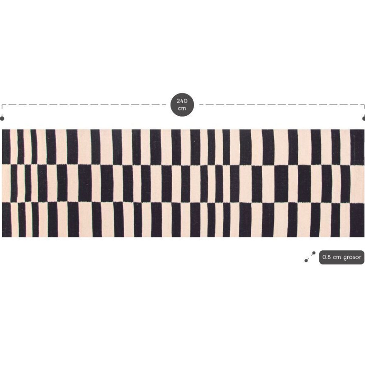 BAZHARS - ALFOMBRA PASILLO BAZHARS LANA 070X240 CM KILIM GALLE OP ART BN