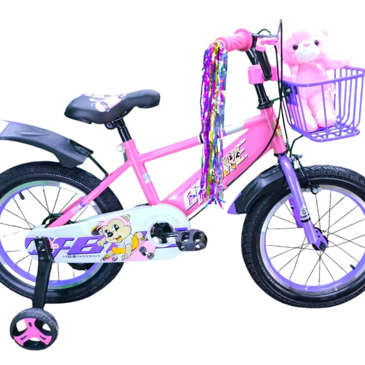 GENERICO - Bicicleta Aro 16 Infantil Cfbike Rosado Con Peluche