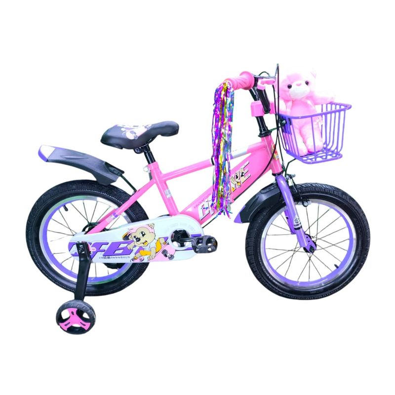 GENERICO - Bicicleta Aro 16 Infantil Cfbike Rosado Con Peluche
