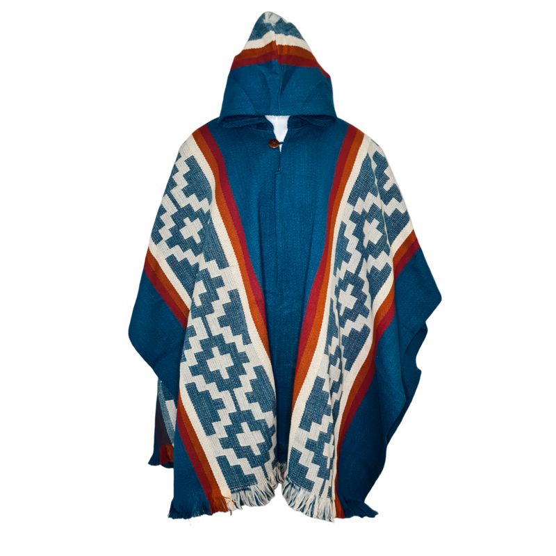 MORLAN - Poncho de Alpaca Lana Ecuatoriana Capucha Cálido Liviano