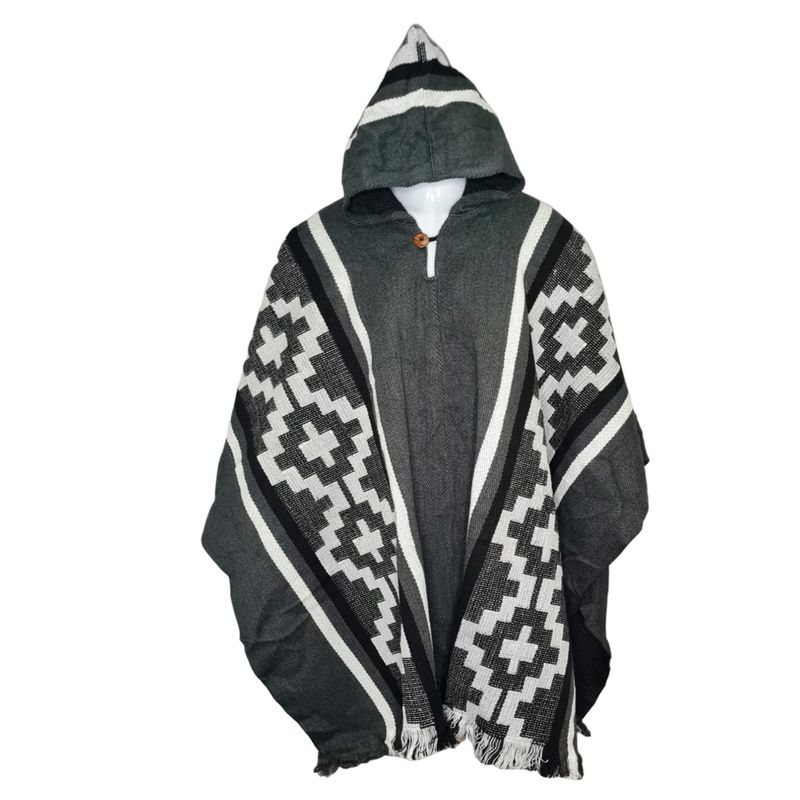 MORLAN - Poncho de Alpaca Lana Ecuatoriana Capucha Cálido Liviano