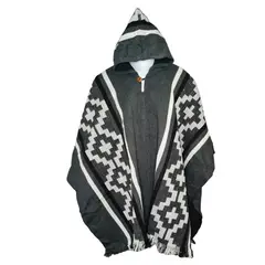 MORLAN - Poncho de Alpaca Lana Ecuatoriana Capucha Cálido Liviano