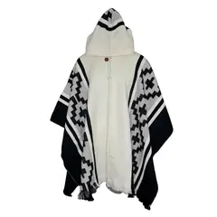 MORLAN - Poncho de Alpaca Lana Ecuatoriana Capucha Cálido Liviano