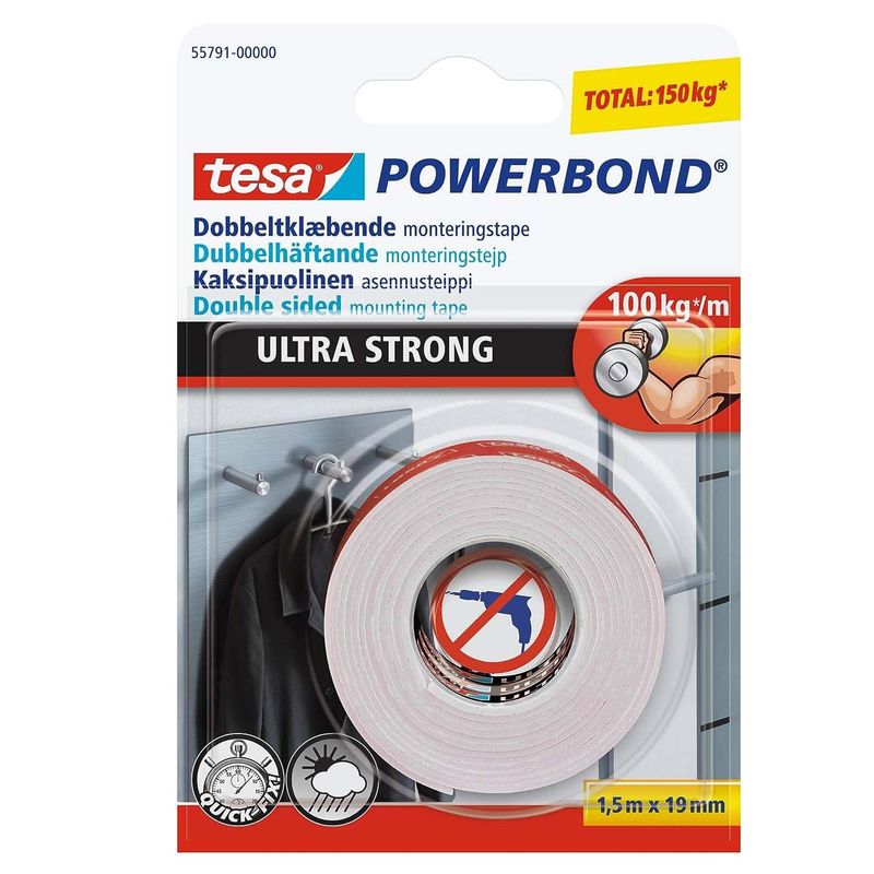 TESA - Cinta Adhesiva Doble Faz Tesa Ultra Fuerte 19mm x 1.5mts