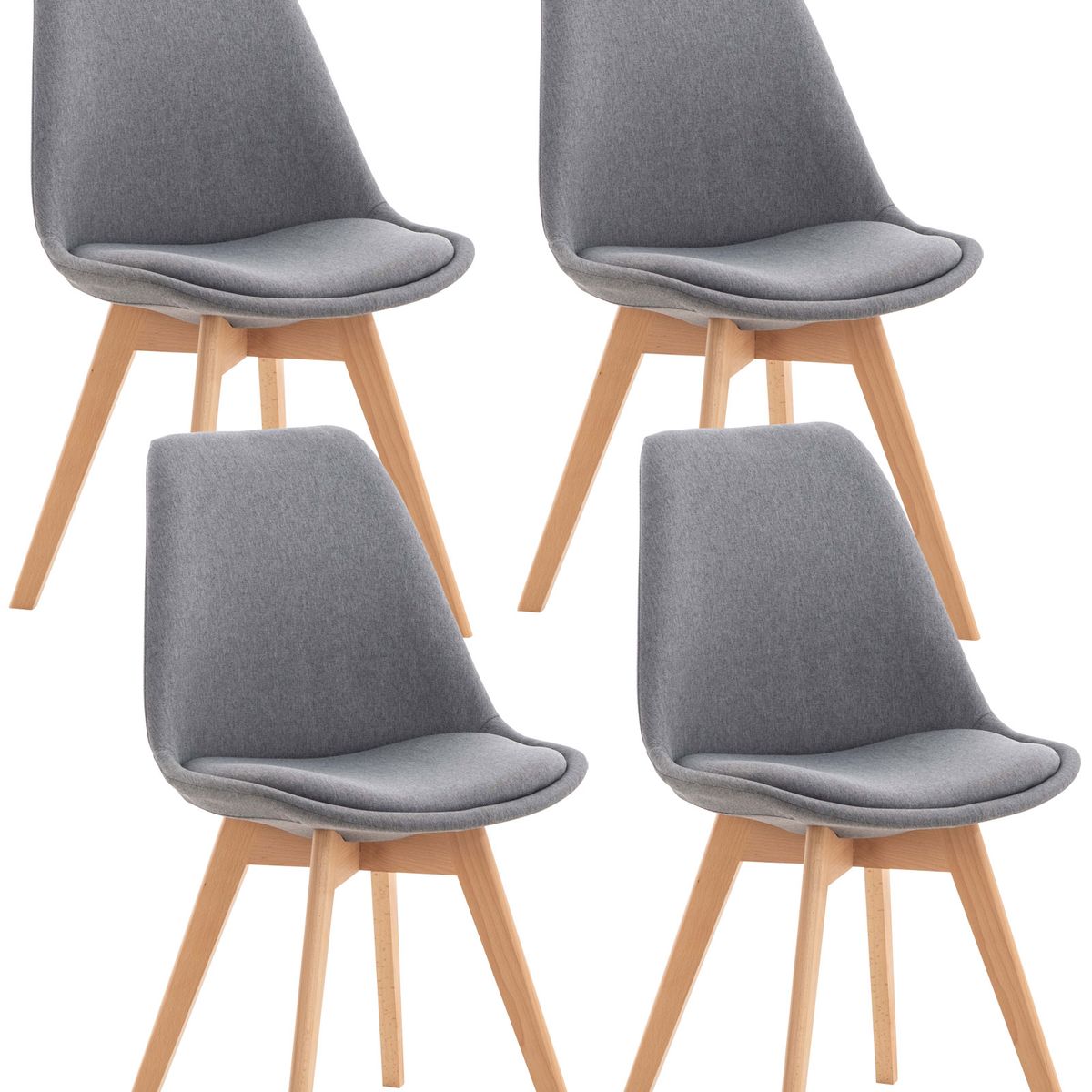 GENERICO - Pack 4 silla comedor Tulip Lino - Gris