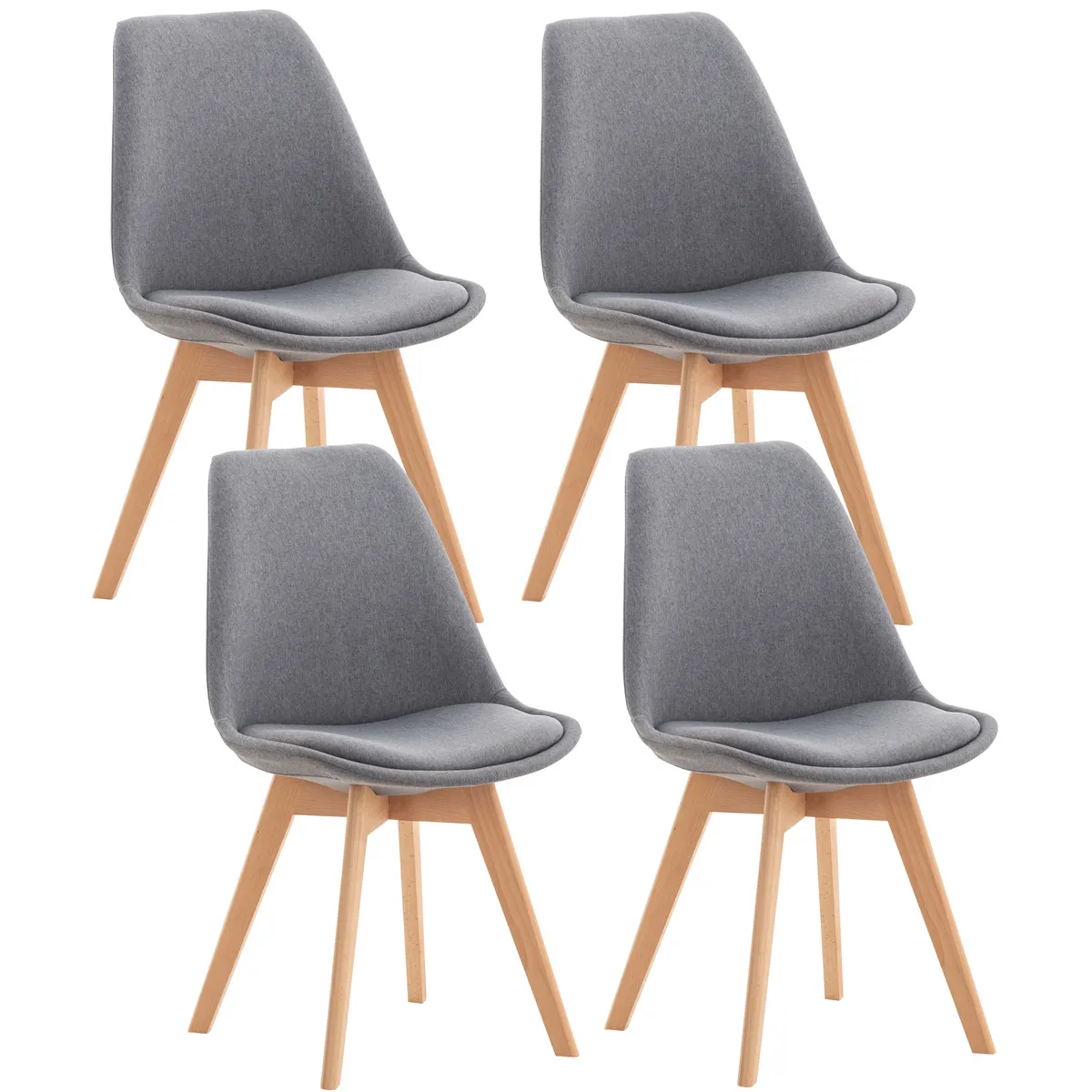 GENERICO - Pack 4 silla comedor Tulip Lino - Gris