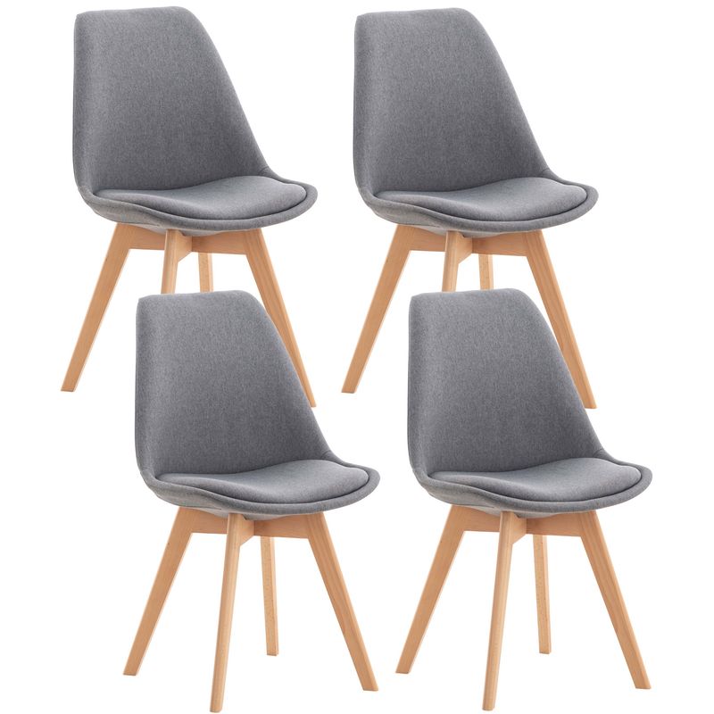 GENERICO - Pack 4 silla comedor Tulip Lino - Gris