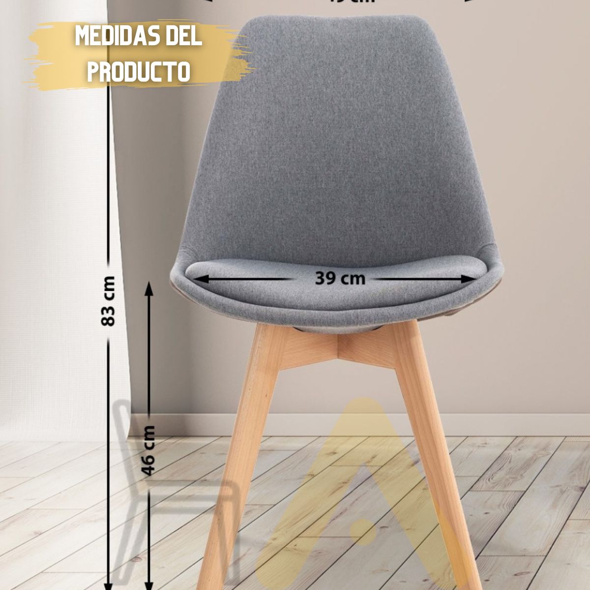 GENERICO - Pack 4 silla comedor Tulip Lino - Gris