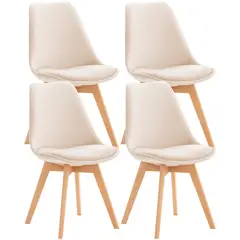 GENERICO - Pack 4 silla comedor Tulip Lino - Beige