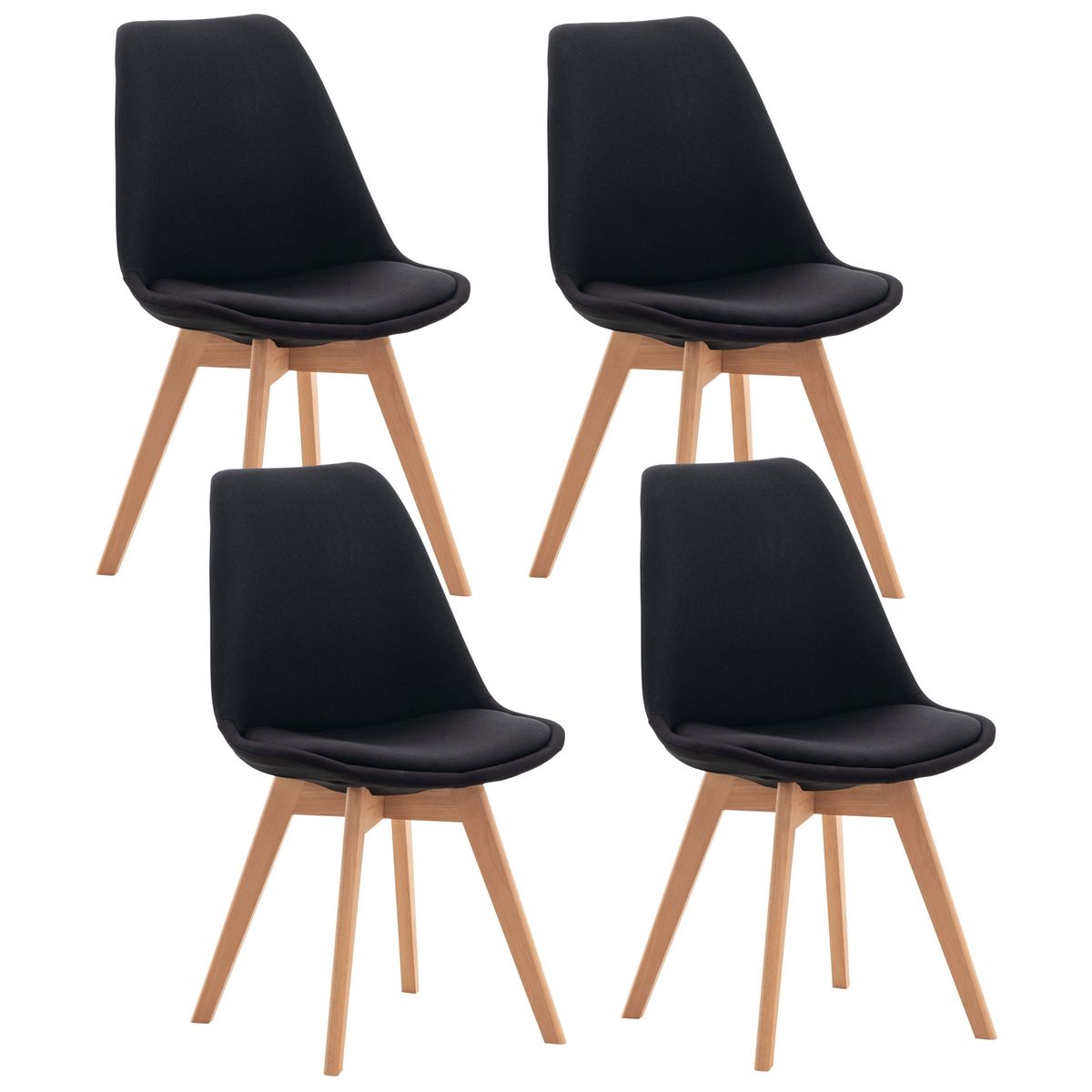 HABITA2 CHILE - Pack 4 silla comedor Tulip Lino - Negro