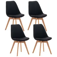 GENERICO - Pack 4 silla comedor Tulip Lino - Negro