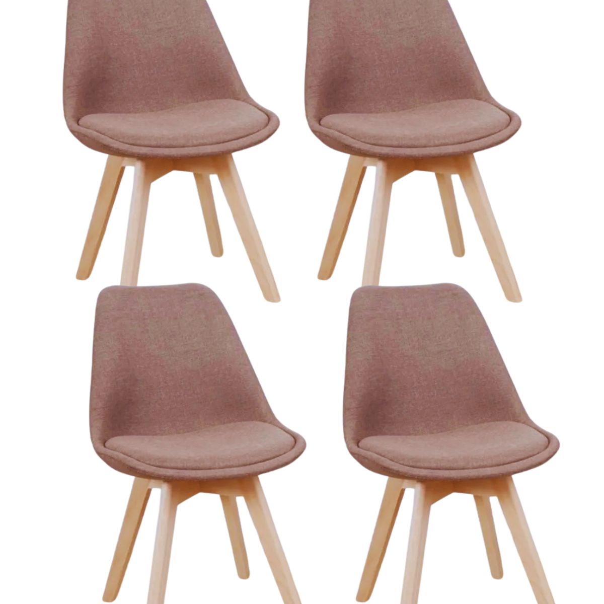 GENERICO - Pack 4 silla comedor Tulip Lino - Marrón