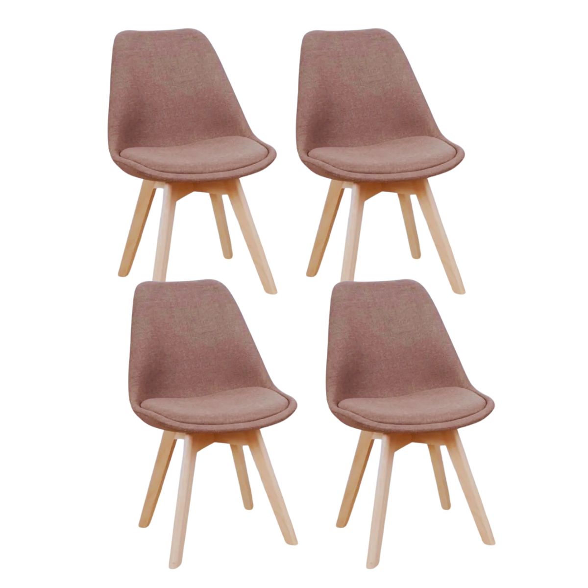 GENERICO - Pack 4 silla comedor Tulip Lino - Marrón