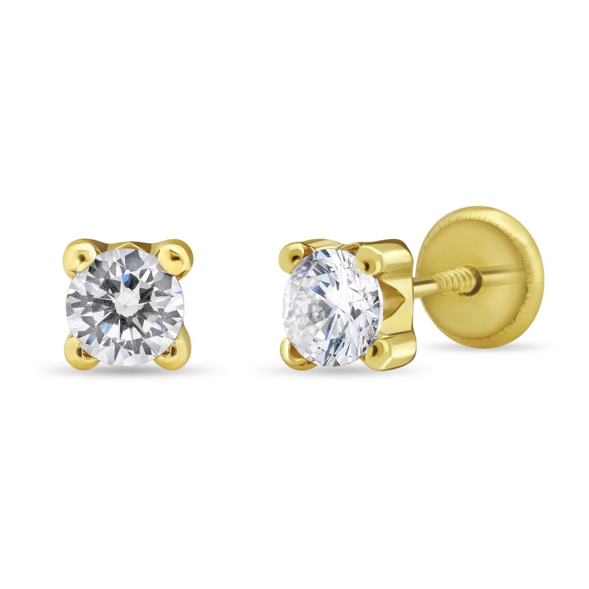 TIANA JOYAS - Aro con Circón Solitario de 4mm en Oro 18k Joya Infantil Arito Niña